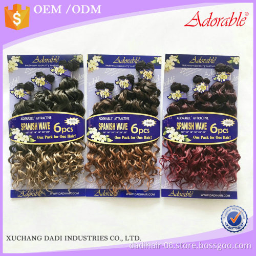 Adorable synthetic hair weaves Spanish Wave 6 Bundles/lot 16"-20" Unprocessed Brazilian Bouncy Curly Hair extensions dropship
